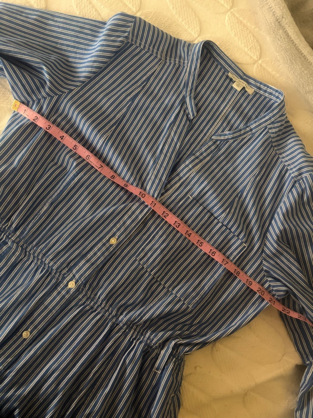 Great condition Free Assembly size L/12 Blue Striped Midi Dress. Missing sash. - Picture 9 of 11